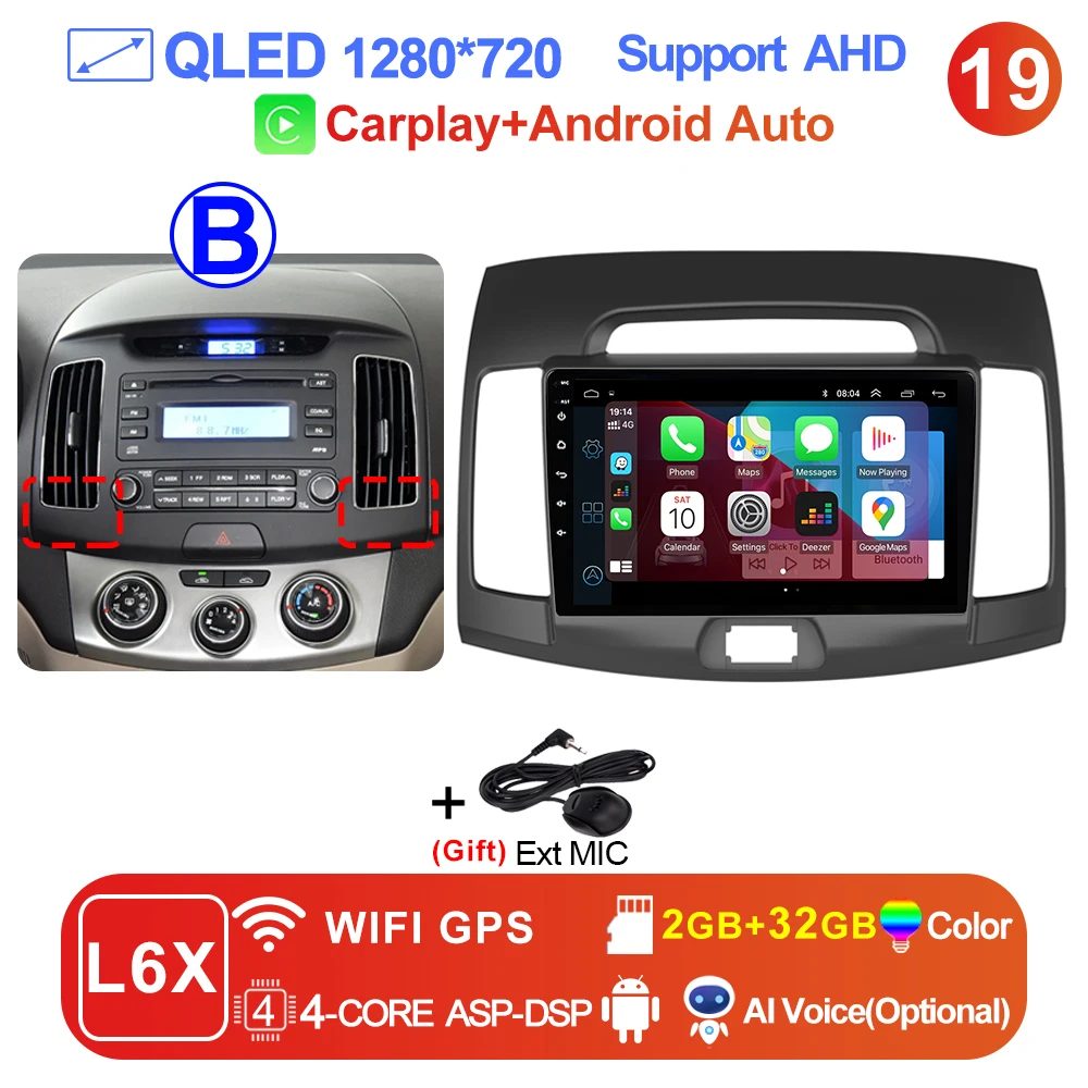 thumbnail image 1 of Reproductor multimedia con radio para coche LEHX Pro 5G Android Auto 2Din para Hyundai Elantra 4 HD 2006-2012, estéreo, Carplay, navegación GPS, 1 of 5