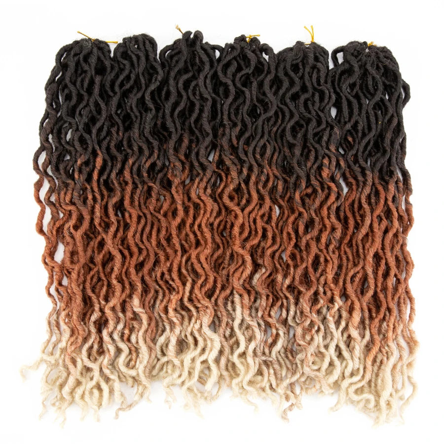 Leeons Synthetic Crochet Hair Faux Locs Crochet Braid Hair Extension Curly Dreadlocs Nu Locs Soft Goddess African Hairpiece