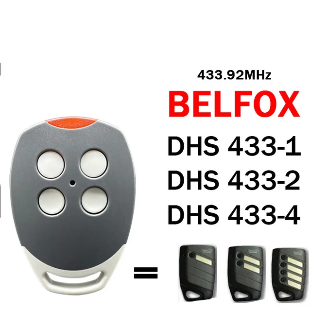 Clone BELFOX  DHS 433-1 433-2 433-4 Garage Door Remote Control 433MHz Fixed Code BELFOX Garage Door Remote Control Opener 1