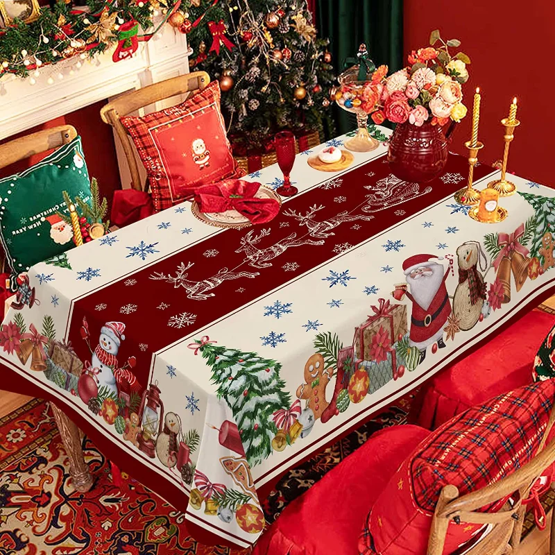 Christmas Tablecloths Rectangular Christmas Tablecloths Gnome Snowman Truck Decorations Table Covers Picnic Party Outdoor Dinner