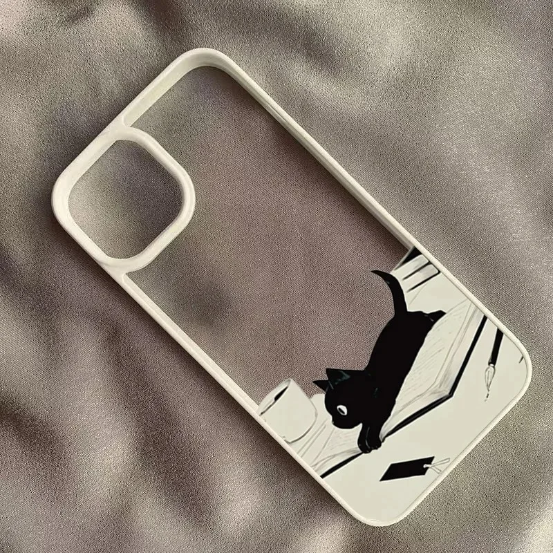 Adorable Black Cat Pattern Hard Clear Phone Case Cover