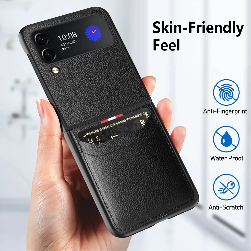 Luxurious Leather Phone Case with Card Holder – Elegant Coque Cover