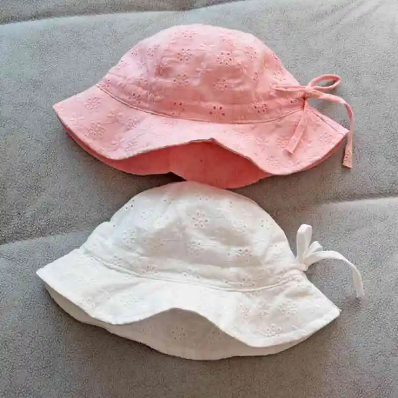 Sombrero de algodón para el sol para niñas, gorra de pescador suave y transpirable para exteriores, para verano, para playa, gorra panamá para niños, gorra de princesa con flores_voghion.com