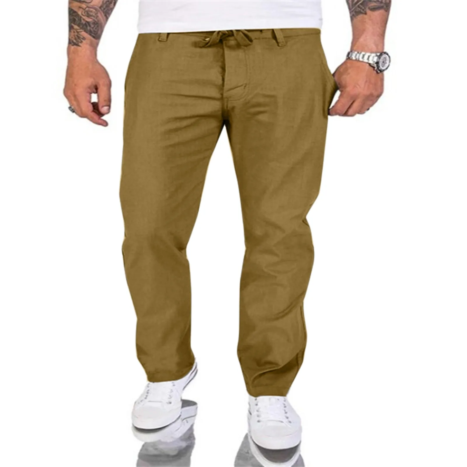 

Men Spring And Summer Pant Casual All Solid Color Painting Loose Trouser Fashion Beach Bottoms male Clothing Hiking