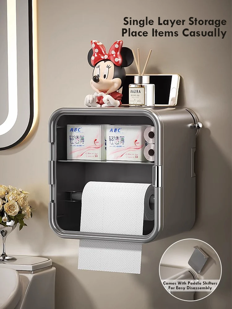 Suction Cup Bathroom Tissue Box No Punching Wall Mounted Suction Paper Roll Paper Double Layer Tissue Holder Bathroom accessorie tissue holder