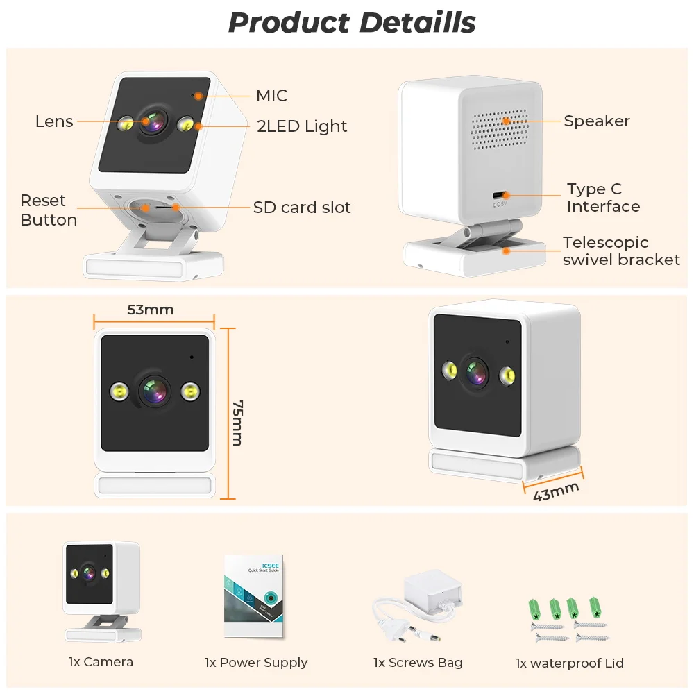 BESDER Wifi Camera IP 1080P Indoor Baby Monitor Color Night Vision Human Detect