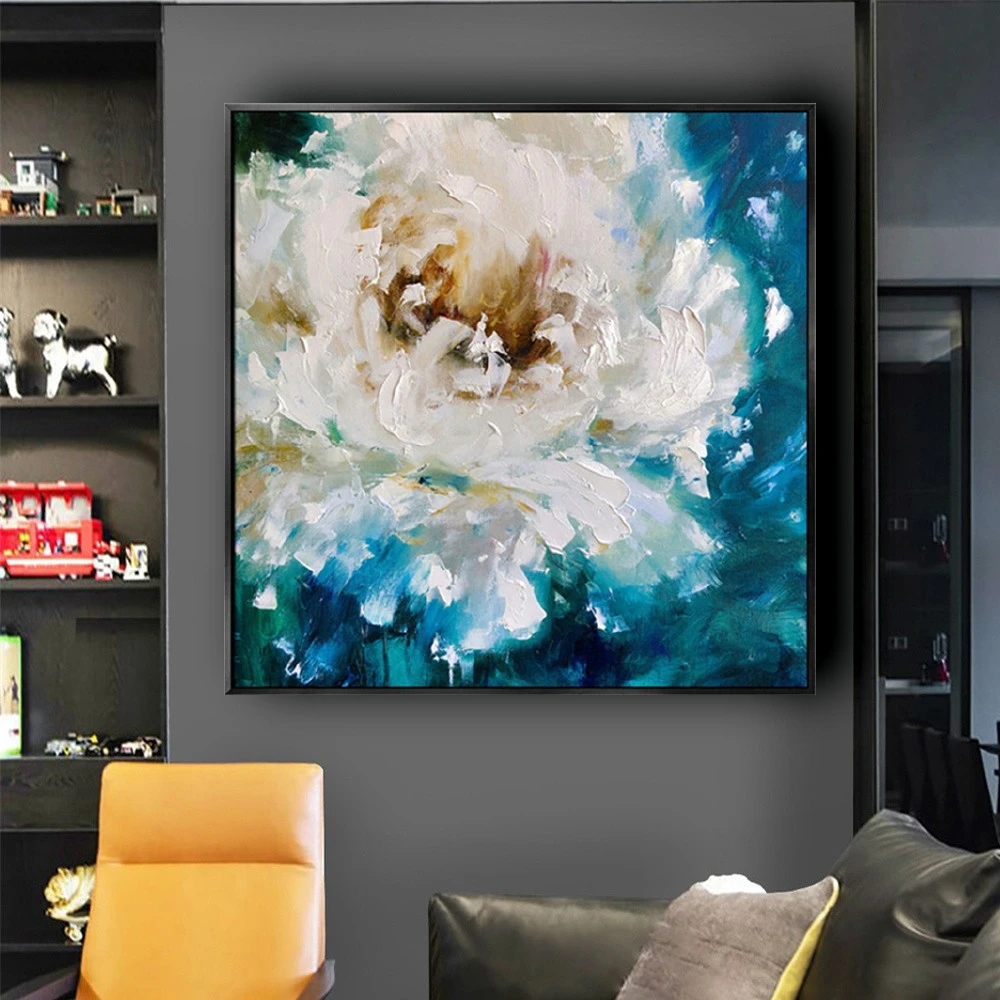 

100% Handmade Navy Blue Petal Drawing Wall Art Large Oil Paintings Canvas Picture Artwork For Living Room Bedroom Decor Poster