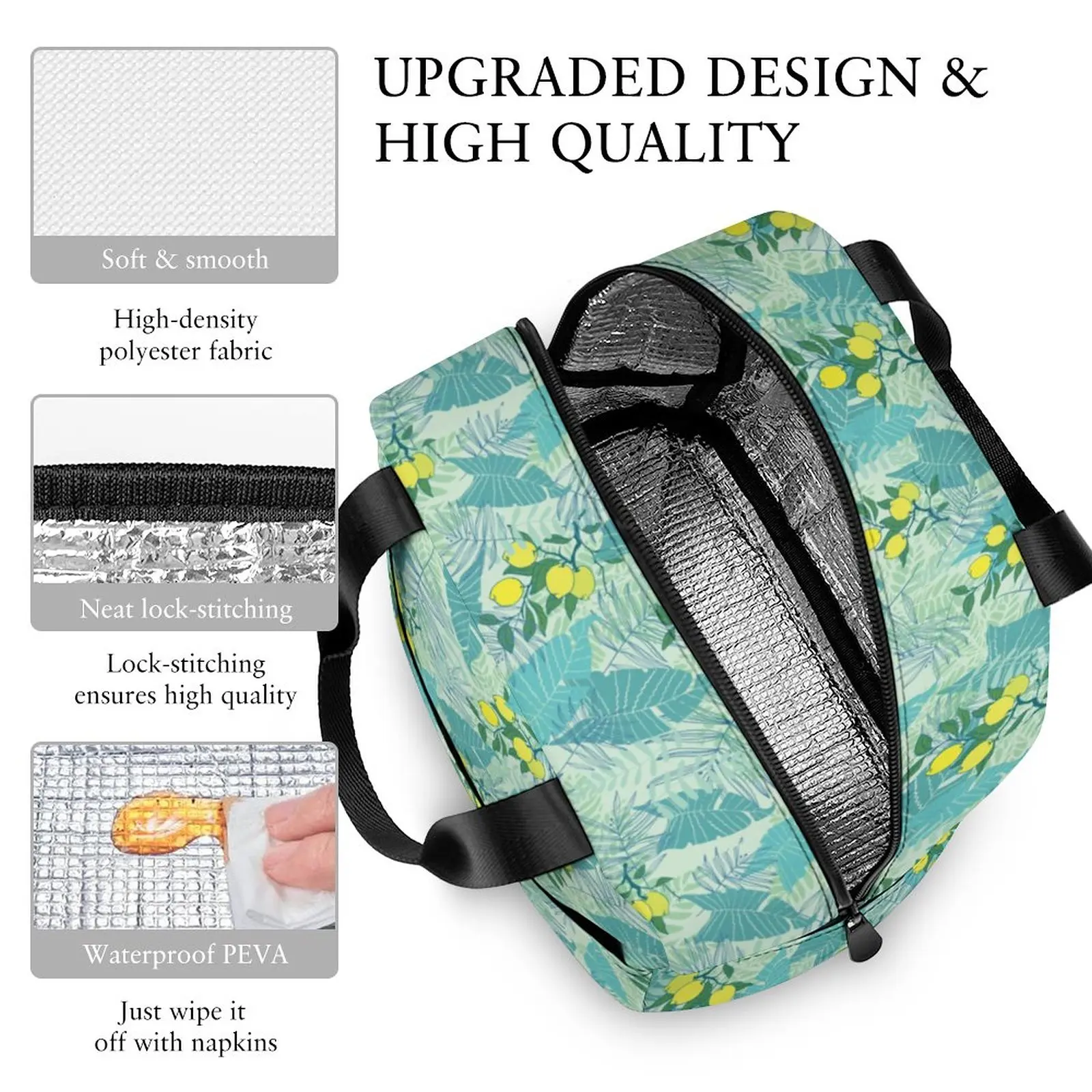 Custom Pattern Tote Lunch Bags for Women Oil Painting Print Portable Lunch Bag Picnic Travel Breakfast Box Office Work School