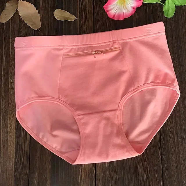 Women Panties with Zipper Large Size Female Underpants Cotton High Quality Underwear  Pocket Breathable High Waist Ladies Briefs - AliExpress