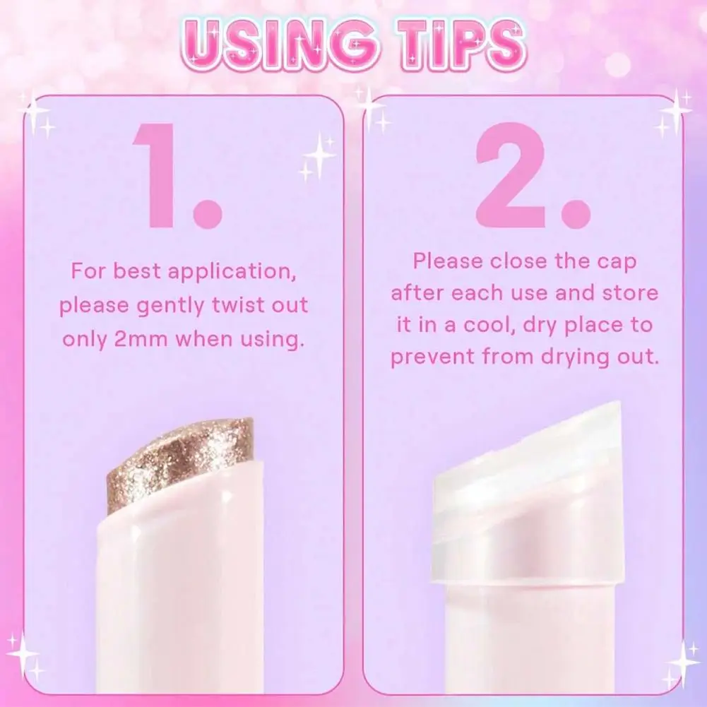 PAGE VINE Crystal Jelly Highlighter Stick Super Shiny Multicolor Eyeshadow Highlighter Long-Lasting Makeup Stick eyeshadow stick makeup highlighter
