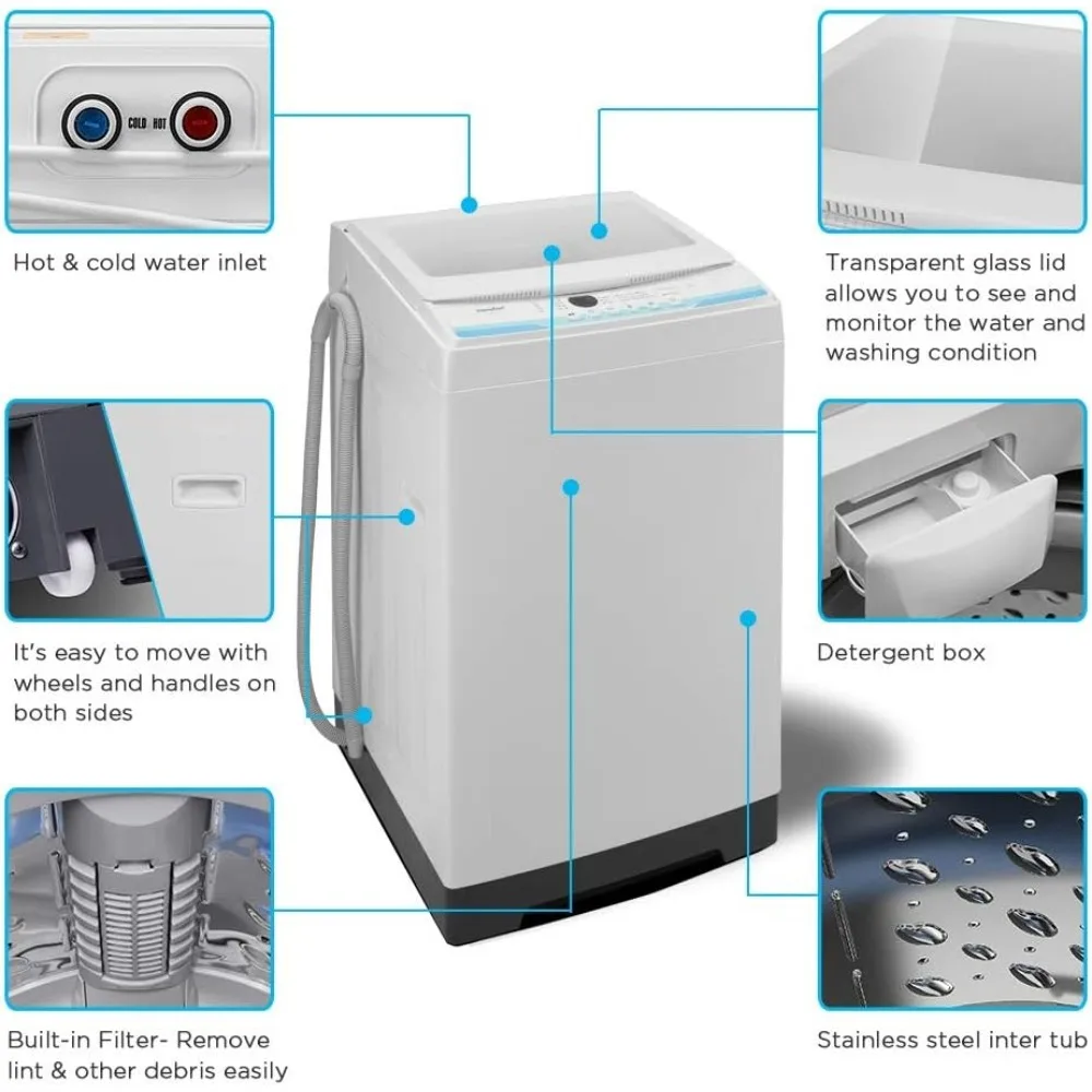 &rsquo; Washing Machine 2.0 Cu.ft LED Portable Washing Machine and Washer Lavadora Port&aacute;til Compact Laundry,