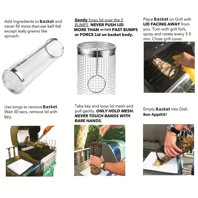 1PC Barbecue Grill Grate Barbecue Cages Camping Picnic Cookware Outdoor Round BBQ Campfire Grill Grid Rolling Basket
