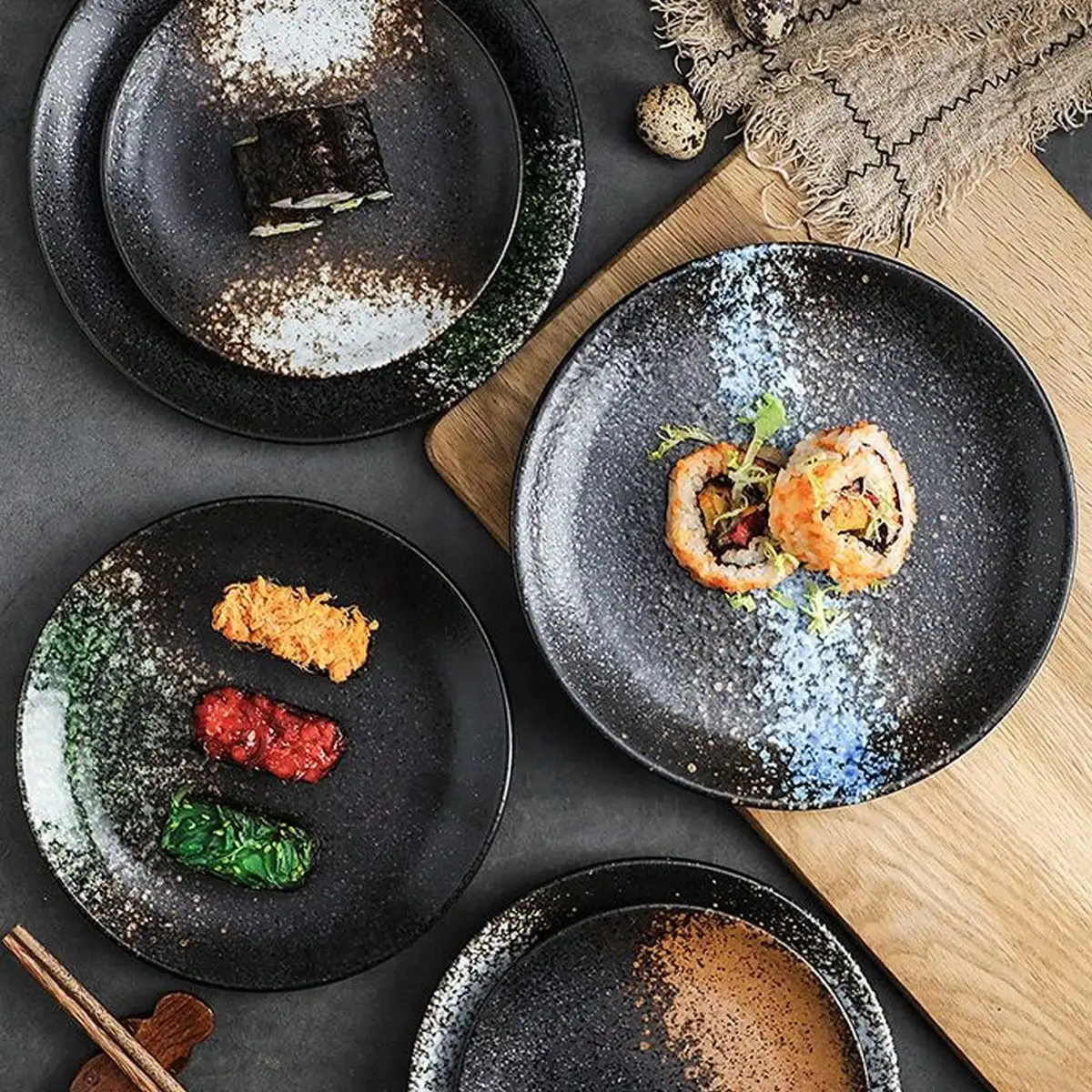 Japanese Style Ceramic Circular Dinner Plate Dessert Dish Plate