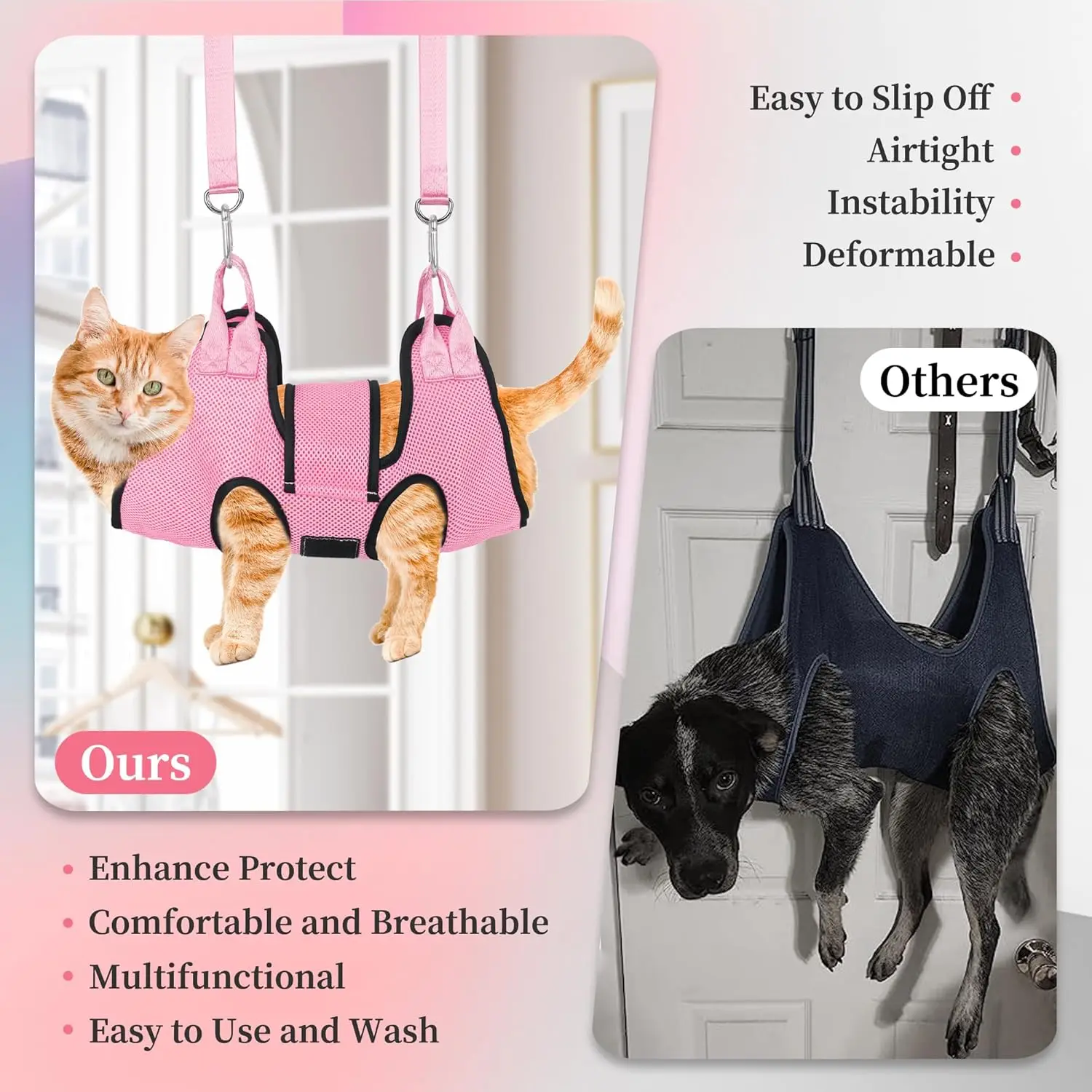 TONG Cat Holder for Grooming Pet Hammock Restraint Bag for Cleaning Pet Grooming Supplies for Dogs Cats Bathing Nail Clipping 2