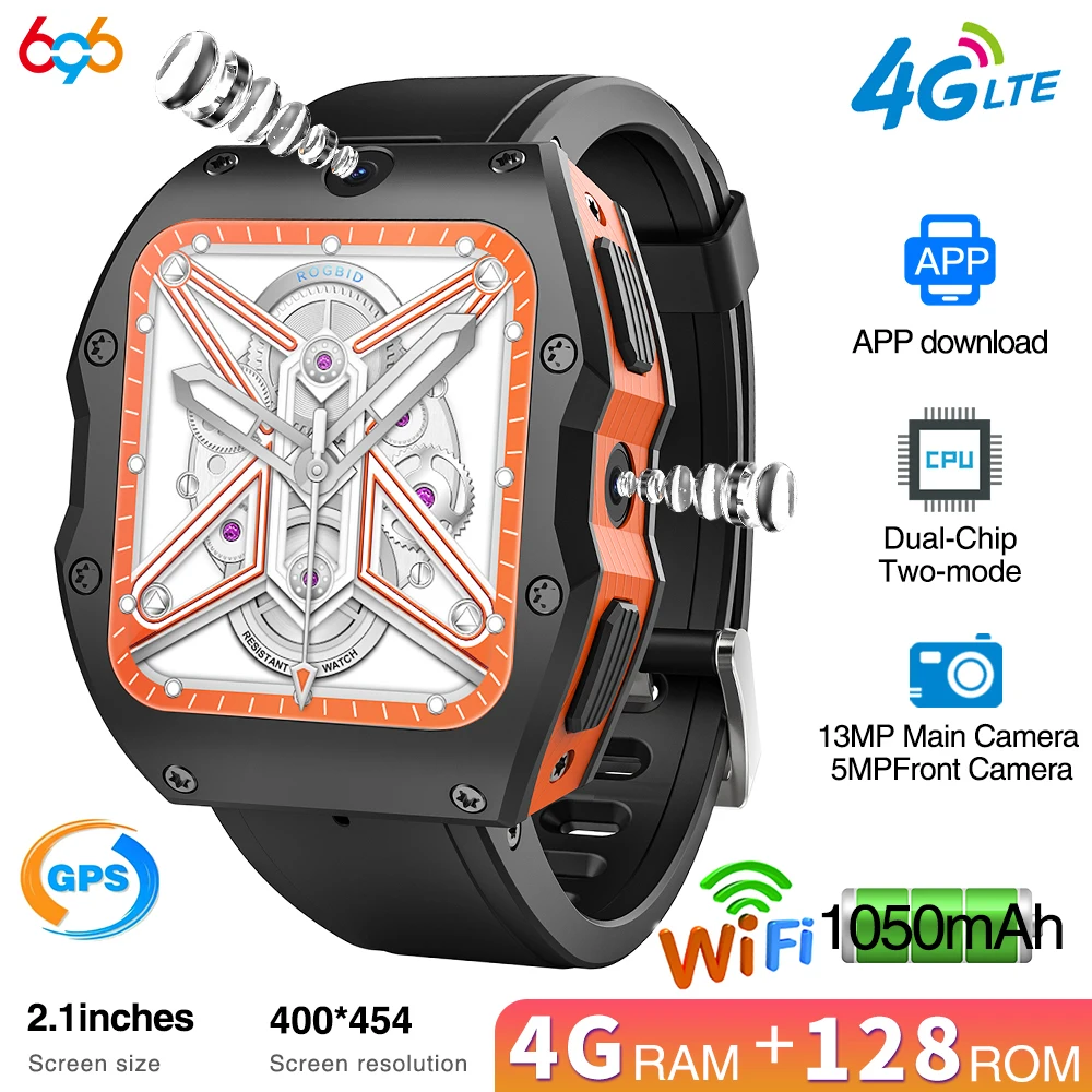 4Gb + 128Gb Smart Watches 5Mp + 13Mp Hd Camera 1050Mah Wifi Gps 4G Lte Android Smartwatch Uomo Donna Fitness Waterproof Face Unlock