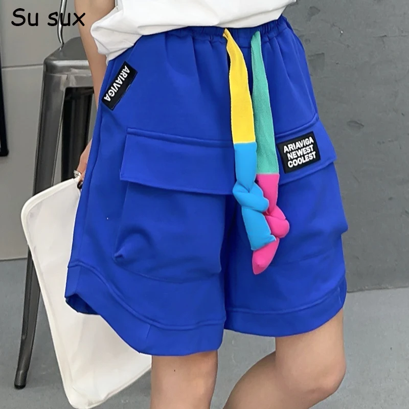 

Pocket Cargo Short Pants Women 2024 Trends Korean Popular Y2k Clothes Casual Lace Up Half Trousers Sportwear Streetwear Hip118cm