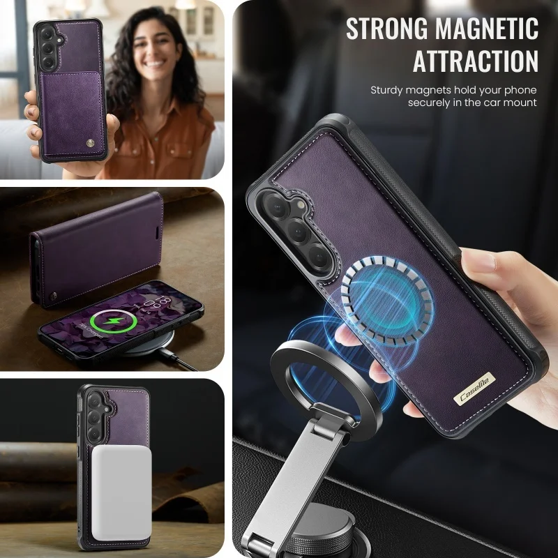 Magnetic Wireless Charging Leather Wallet Phone Case Cover