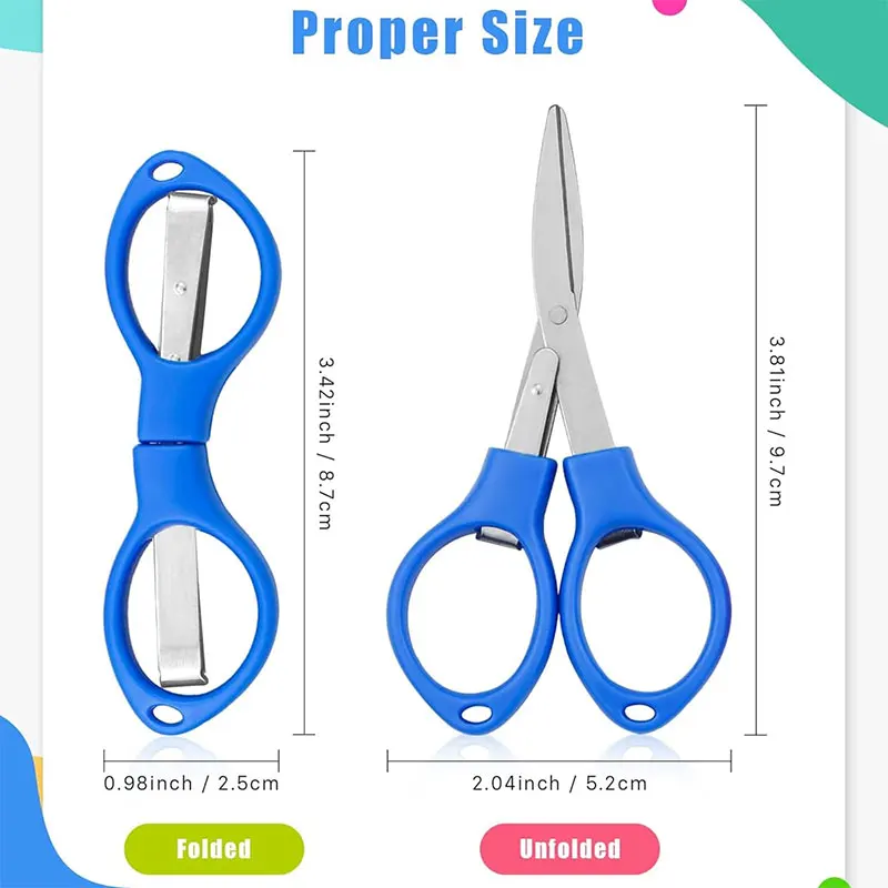 1Pc 접이식 가위 휴대용 스테인레스 스틸 텔레스코픽 커터 안전 접이식 포켓 가정용 사무실 공예용 소형 가위