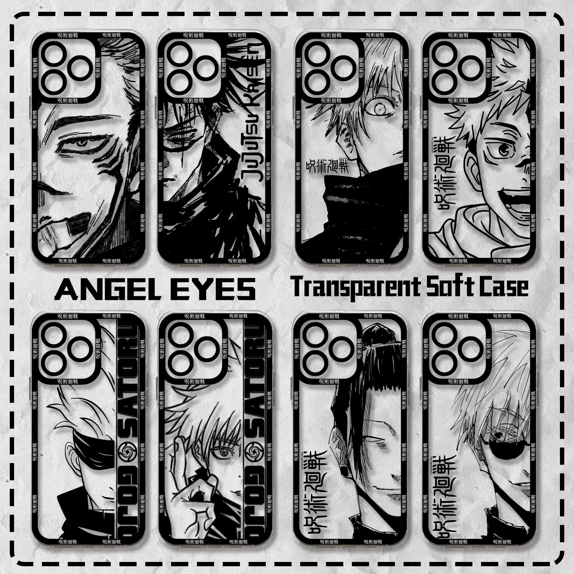Black Hot Jujutsu Kaisen Anime Phone Case - Clear Soft TPU