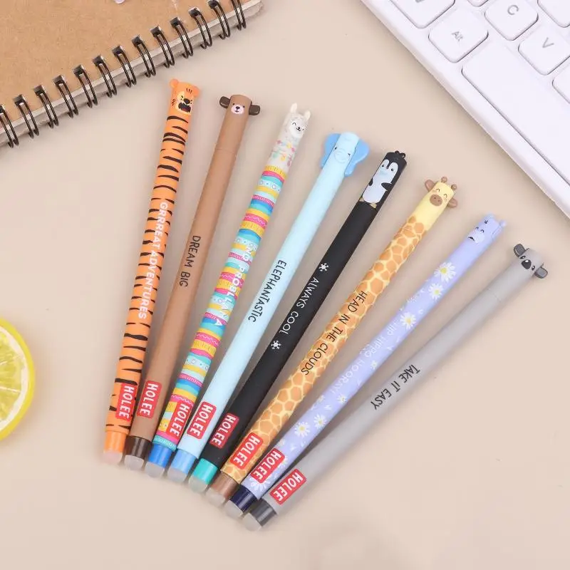 NEW Cartoon Animal Erasable Pens 1/8Pcs Lovely Writing Tools for Journaling Diary Office School Stationery Kids Students Gift - 2