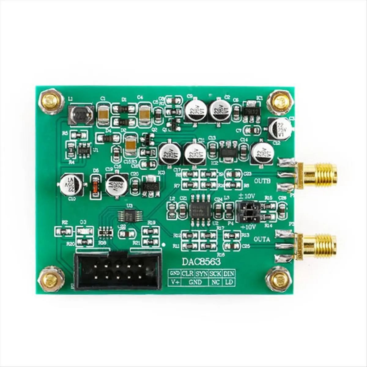 A10I DAC8563 디지털-아날로그 변환 모듈 데이터 수집 모듈 듀얼 16비트 조정 가능 ± 10V 전압 보드
