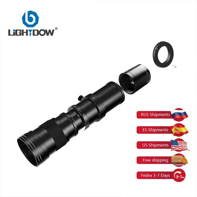Lightdow Por Manual Zoom Super Telephoto Lens 420-800mm F8.3-16 with 2X Teleconverter USA ES Overseas Warehouse Delivery