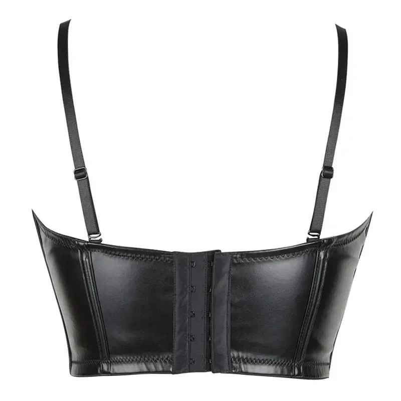 Corset Top Leopard Leather Bustier For Party Women