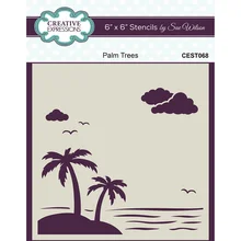 

2022 New Spring Palm Trees Clouds Pvc Stencil Diy Scrapbooking Greeting Cards Diary Wax Paper Coloring Kids Fun Diy Drawing Mold