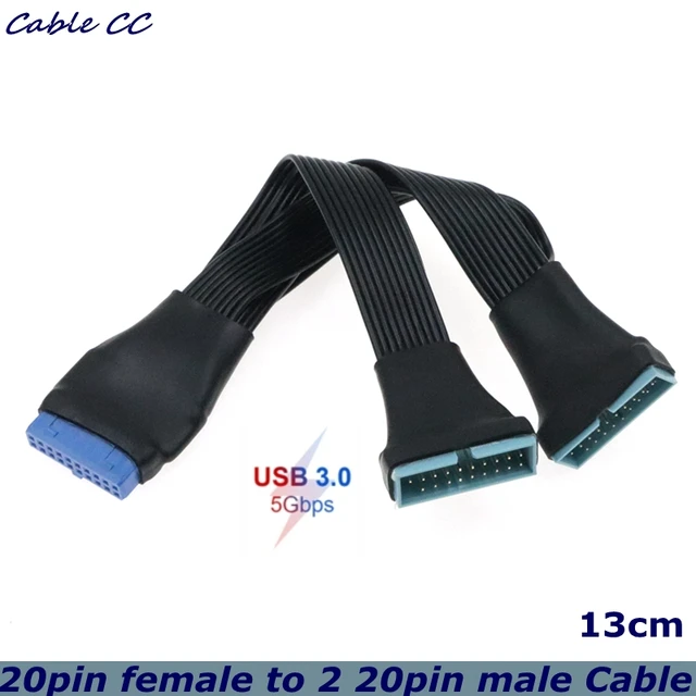 USB 3.0 19 Pin/20Pin Internal Extension Header 1 to 2 Adapter Splitter Cable