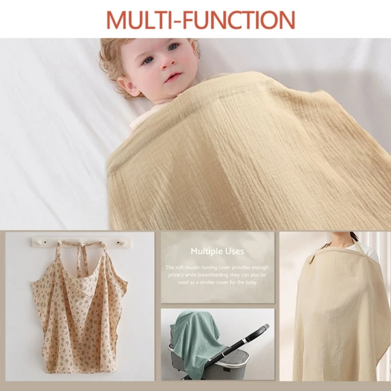 Lightweight Muslin Nursing Cover for Breastfeeding Breathable & Comfortable Nursing Apron Cotton Cover for Mom & Baby
