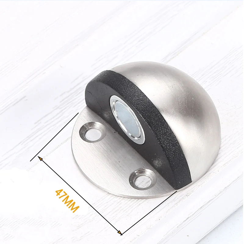 Stainless Steel Magnetic Door Stopper Punch-free Door Touch Magnetic Suction Rubber Semi-circle Anti-collision Stops