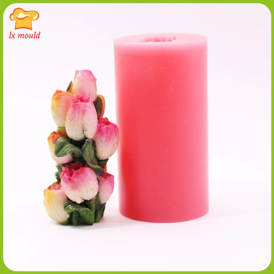 

3D Tulip Bouquet Silicone Chocolate Mold Cake Decorating Sugarcraft Baking Mould Tool Candle DIY Bouquet Flower B
