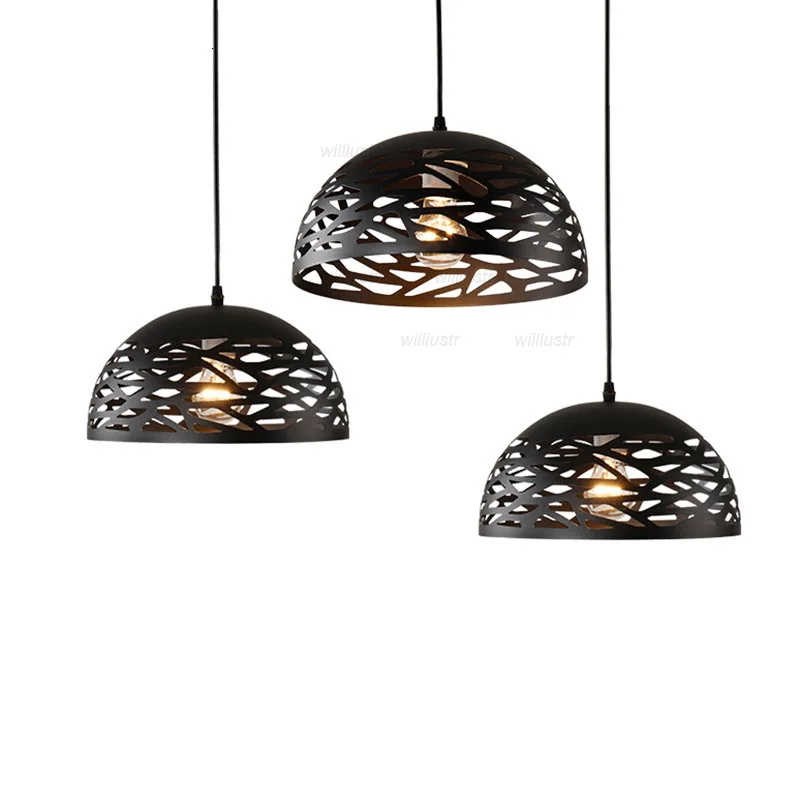 

Creative Through-Carved Iron Pendant Lamp Retro Metal Suspension Light Hotel Cafe Bar Shop Hollow Out Hanging Ceiling Chandelier