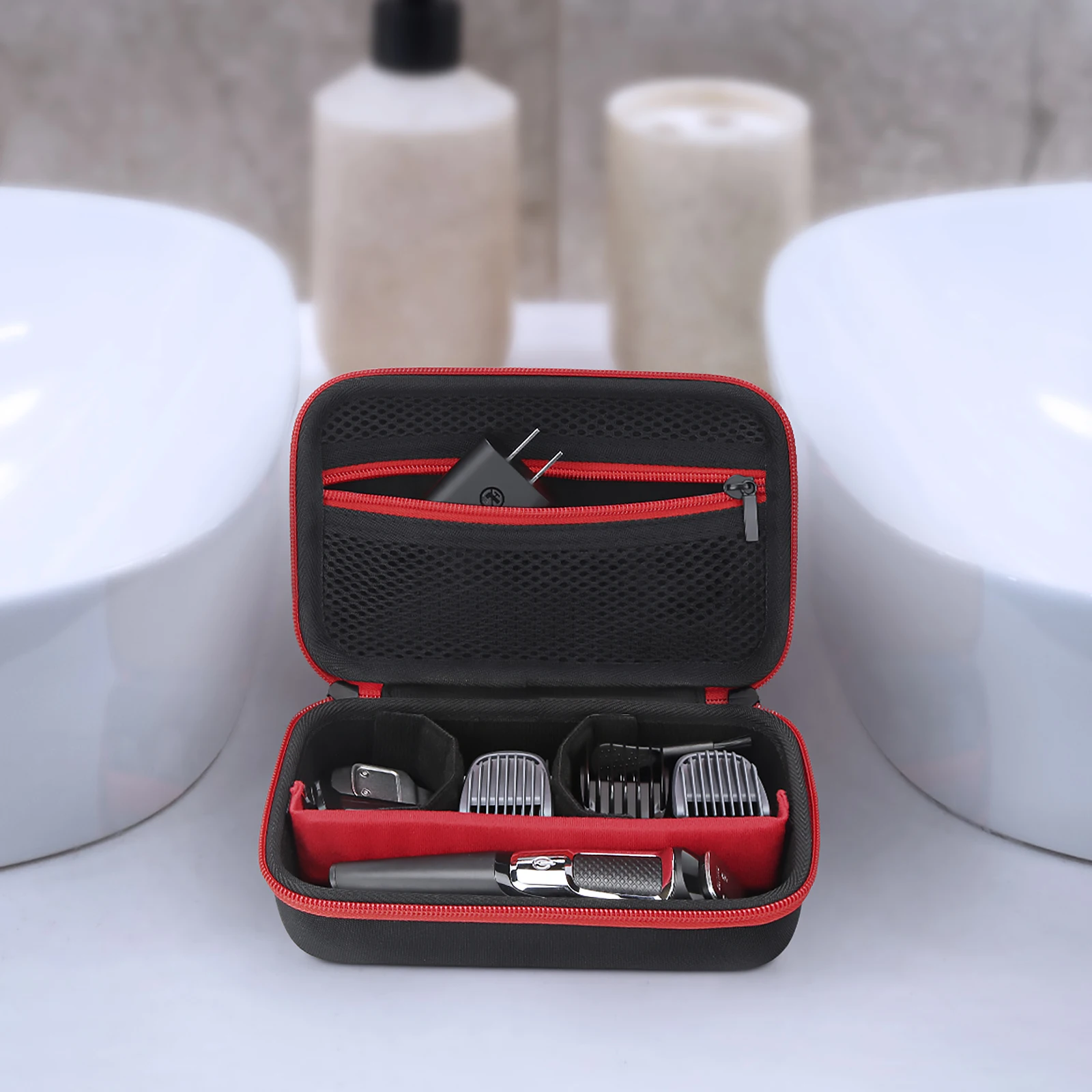 Stoßfeste EVA-Hülle Kompatibel mit Philips Multigroom Serie - All-in-One Organizer mit Trennwänden für MG3000/MG5000 Trimmer – Detail 3