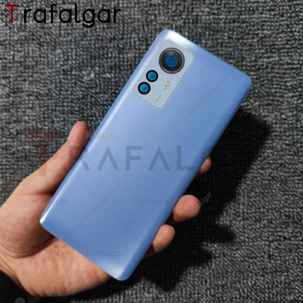 Glass Phone Back Cover For Xiaomi 12 12X Battery Back Cover Glass Panel Rear Housing Case With Camera Lens Replacement+Adhesive 2201123G 2201123C