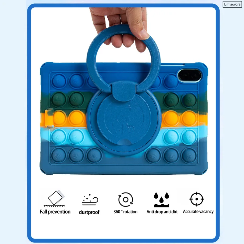 Silicon Bubble Tablet Case with Hand Ring Stand - Enhanced Protection and Comfort