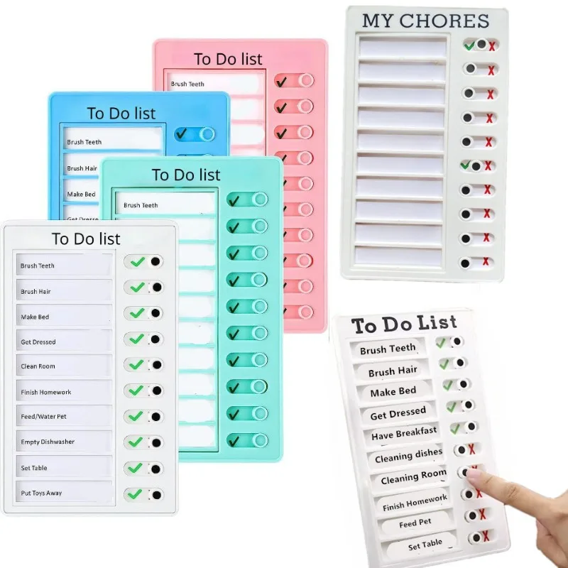 Reusable Daily Planner To Do List Adjustable Check List Board Plastic Board Chore Chart Kid Self-discipline Card School Supplies