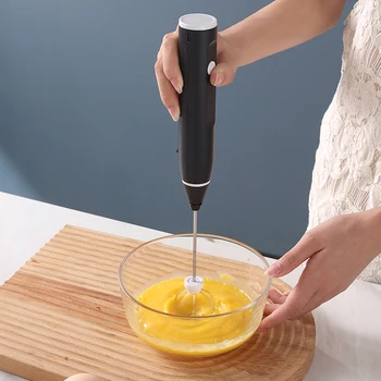 Montalatte wireless portatile a doppio bastone, mini frullatore portatile, controllo a tre velocità del latte e del caffè, miscelazione del bianco delle uova, USB 1