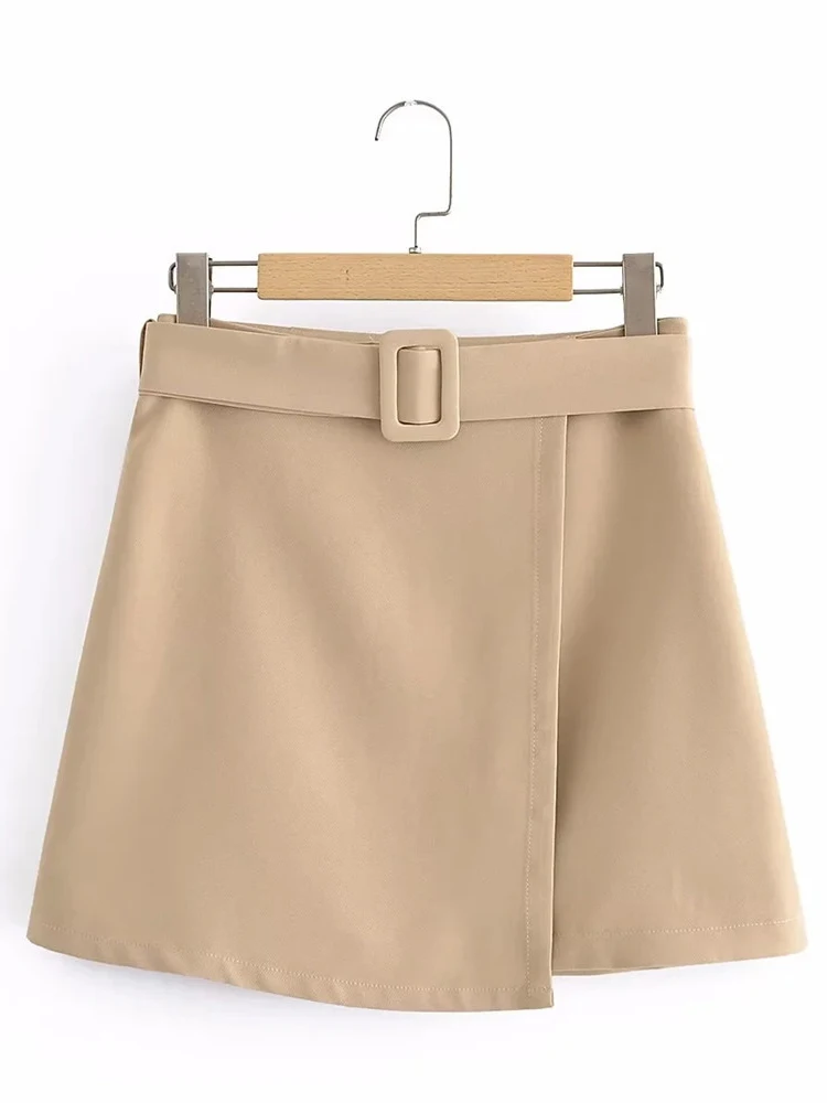 Merodi Girls Autumn New Casual Irregular Khaki Short Skirts Womens High