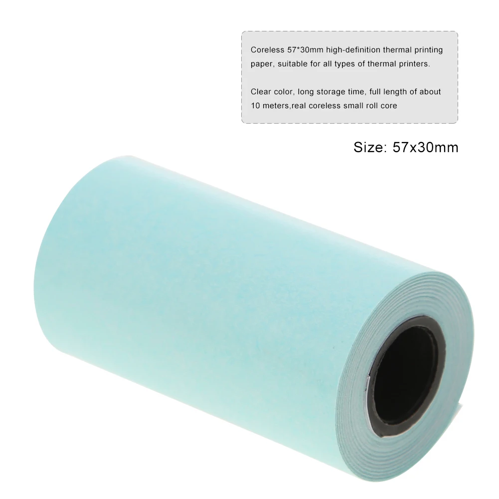 Blue 3 Rolls Thermal Printing Roll Paper Stickers 57mmx30mm for Pocket Paperang Photo Printer for Mini Pocket Photo Printer