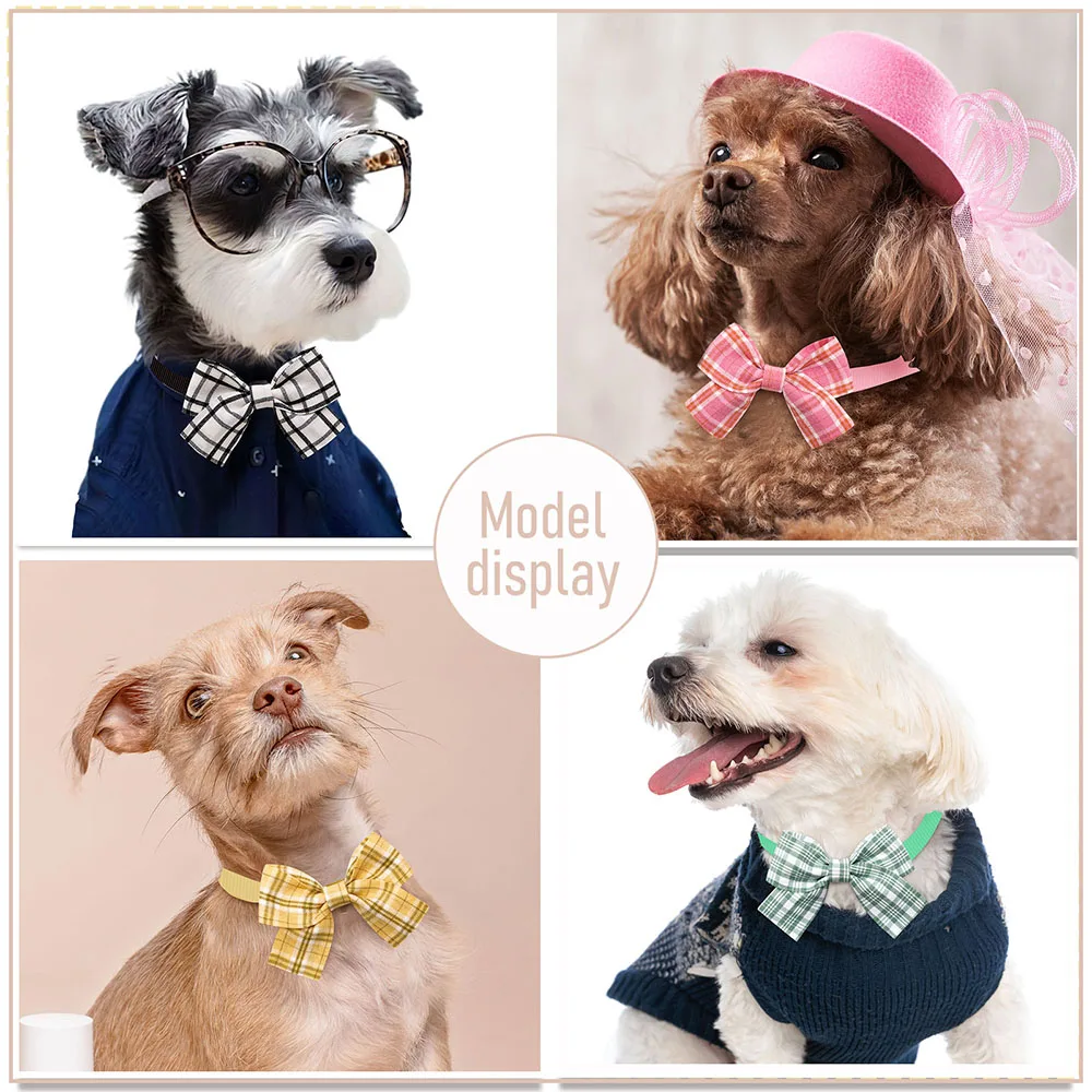 50/100PCS 격자 무늬 활 개 Bowtie 코 튼 귀여운 애완 동물 강아지 나비 넥타이 개에 대 한 작은 개 고양이에 대 한 애완 동물 액세서리 손질