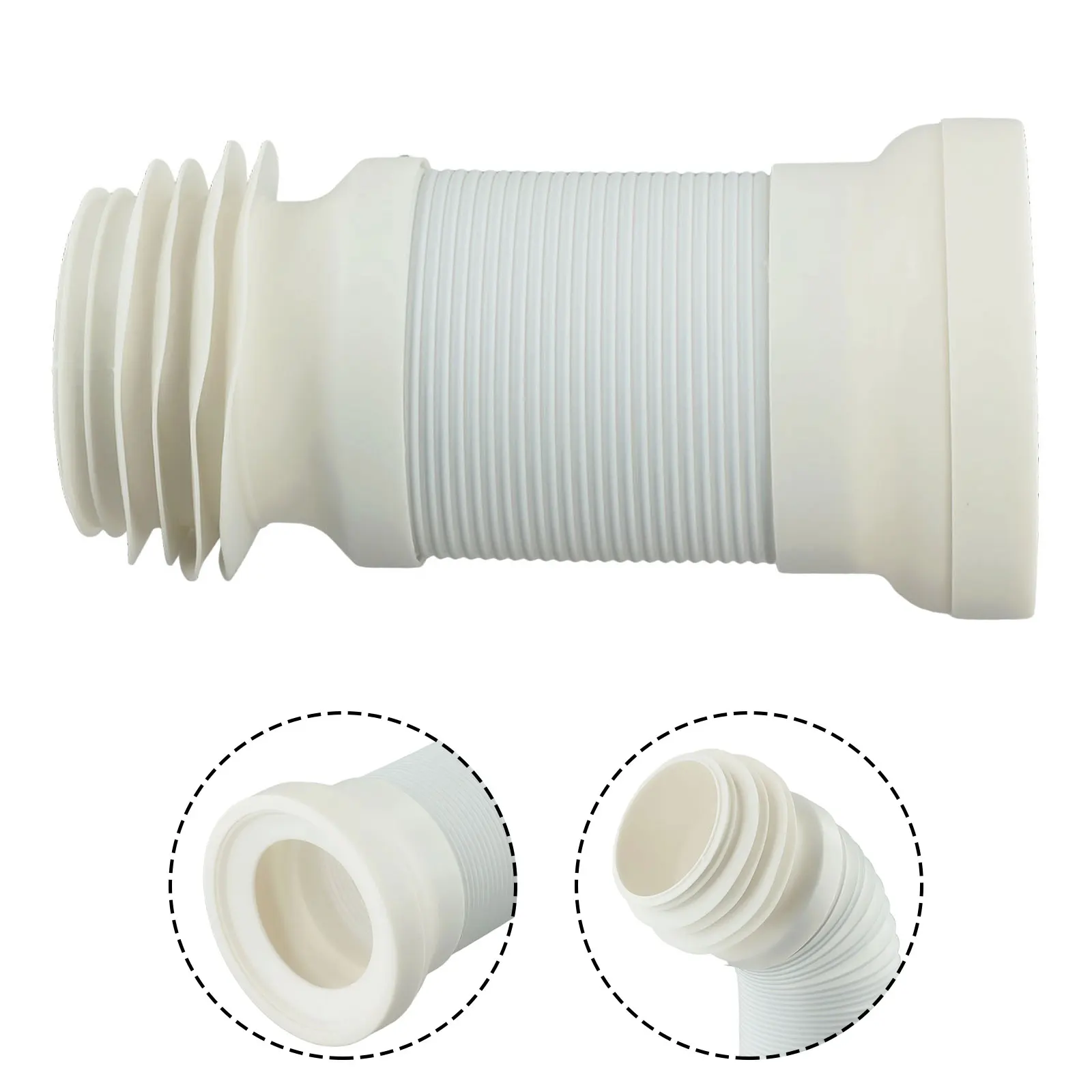 Home Fixtures WC Pan Connector Home Plumbing PVC Toilet Waste WC Pan Connector 250mm-500mm Extendable 1pcs