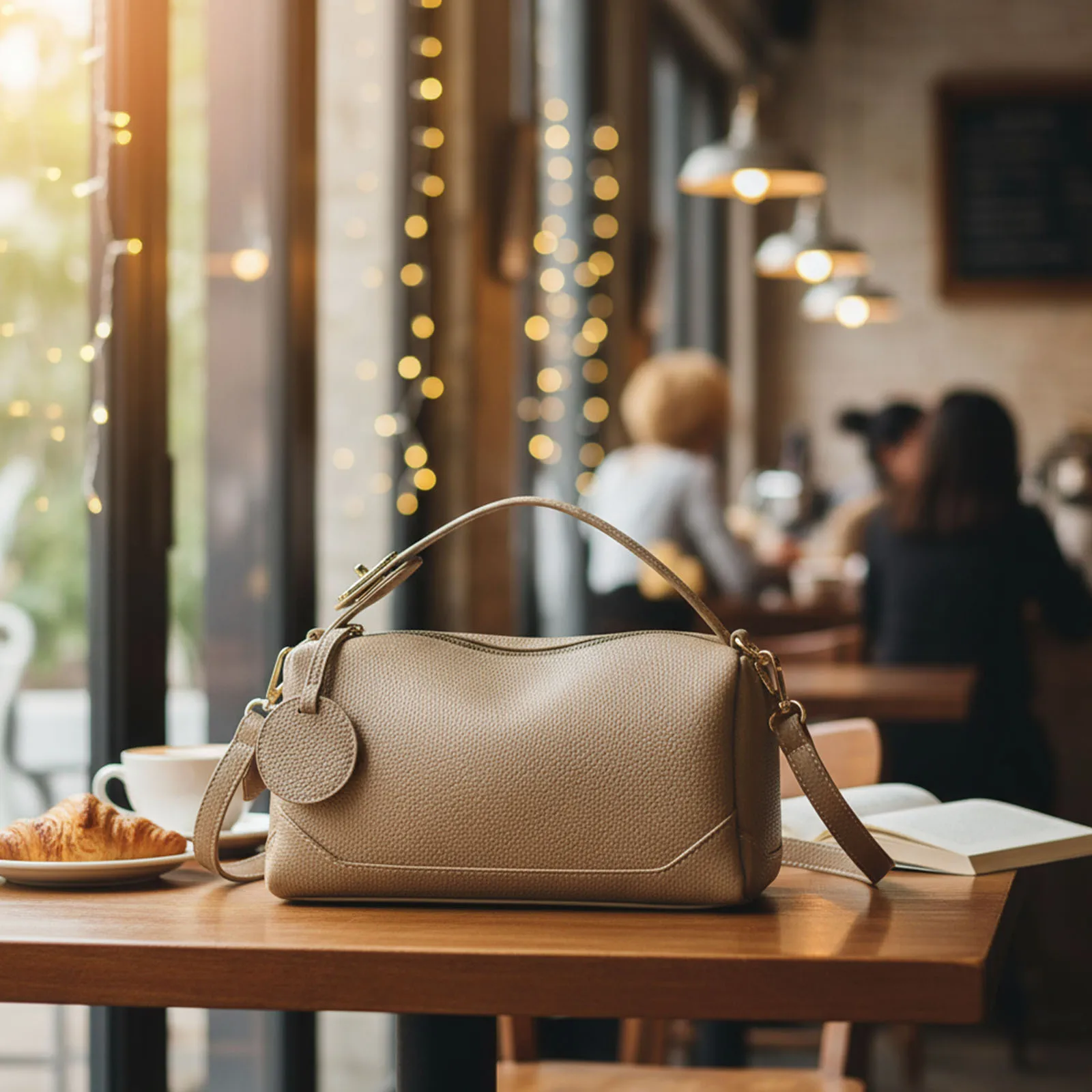 Women Girls PU Leather Solid Color Shoulder Bag with Zipper Elegant Boston Crossbody Bag Top-Handle Bag for Outings Commuting