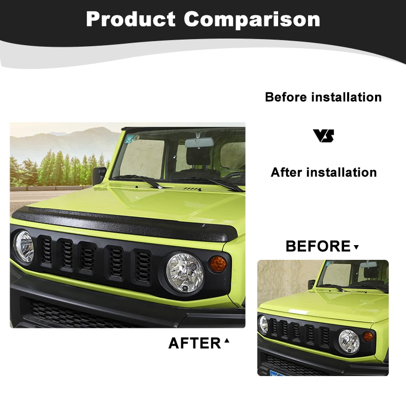 BAWA Car Front Stone Deflector Hood Protection Shield Sand Block Accessories for Suzuki Jimny car stickers car door stickers car reflective stickers car bumper sticker carbon fiber car stickers