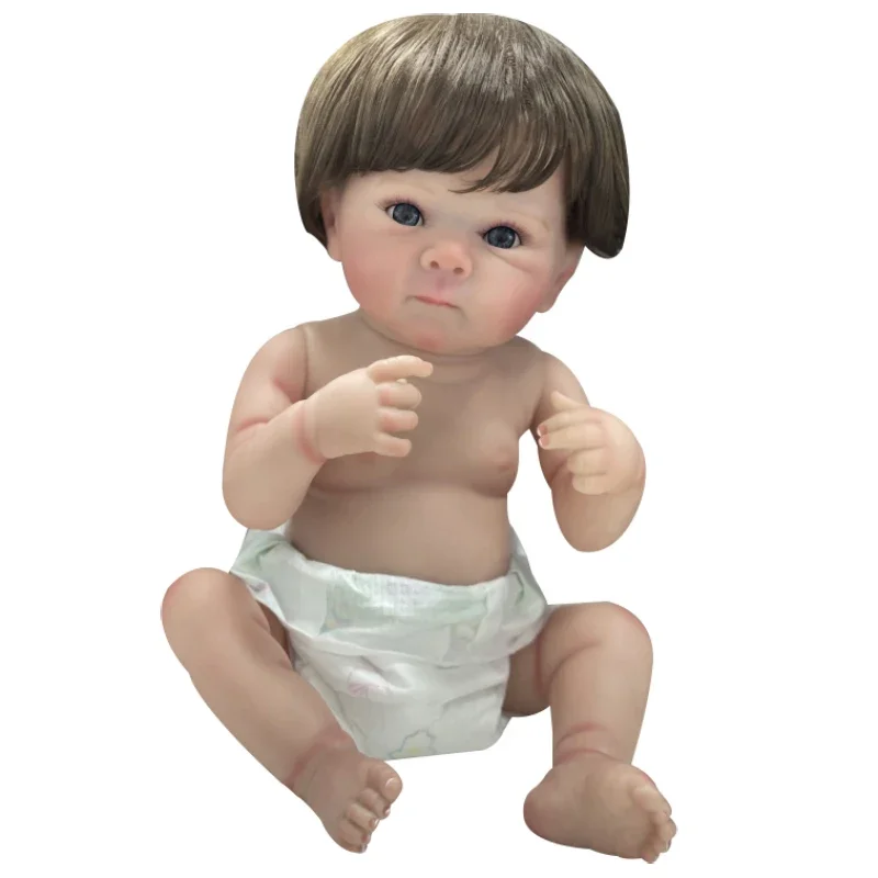 45cm Full Body Silicone Vinyl Reborn Baby Doll Bettie Soft Body Rooted Hair with 3D Skin with Visbile Veins Collectible Art Doll