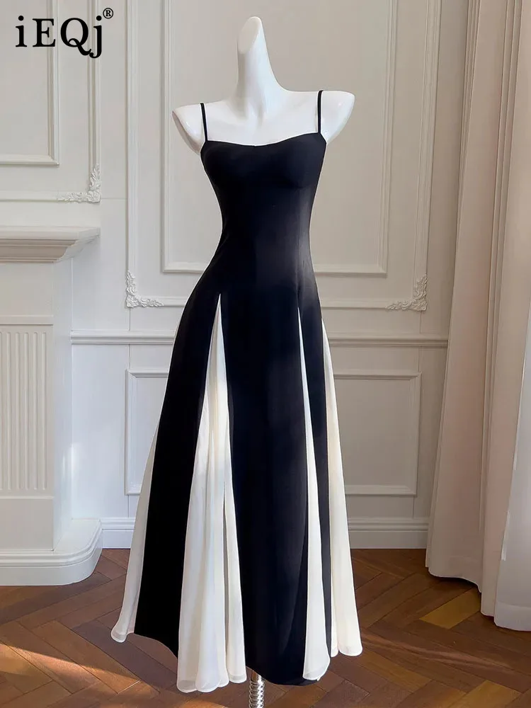 IEQJ-Color-Block-Splice-Design-Women-s-Dresses-Square-Collar-Sleeveless ...