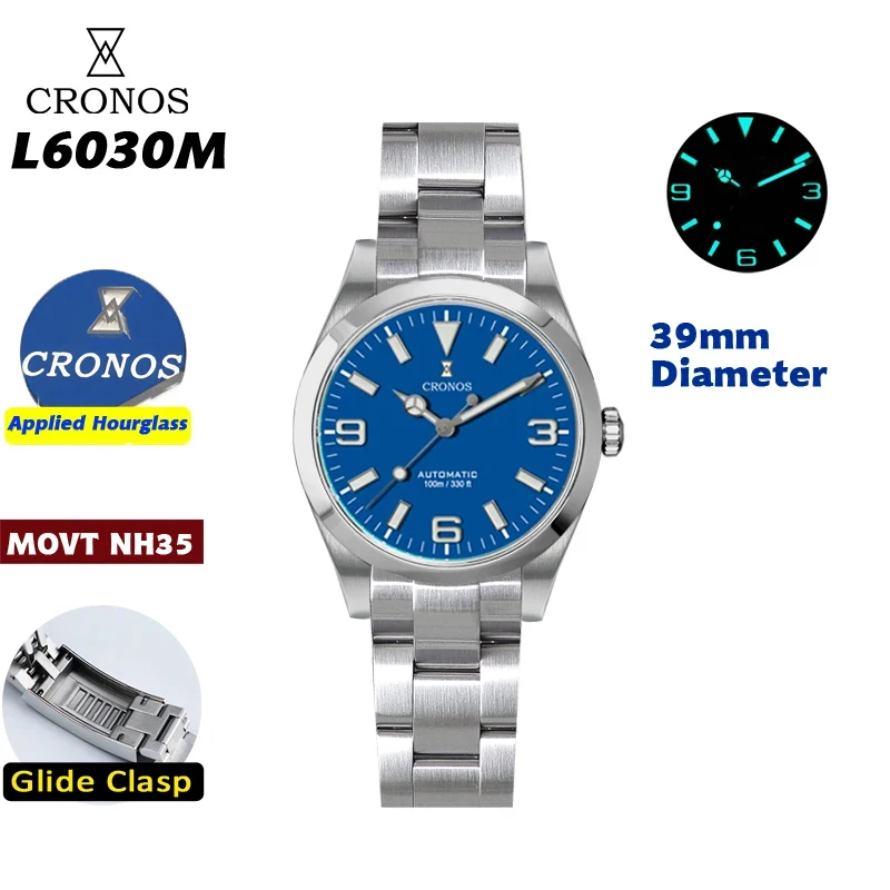 Cronos EX Diver Mechanical Men Watch 39mm NH35 Automatic Sapphire