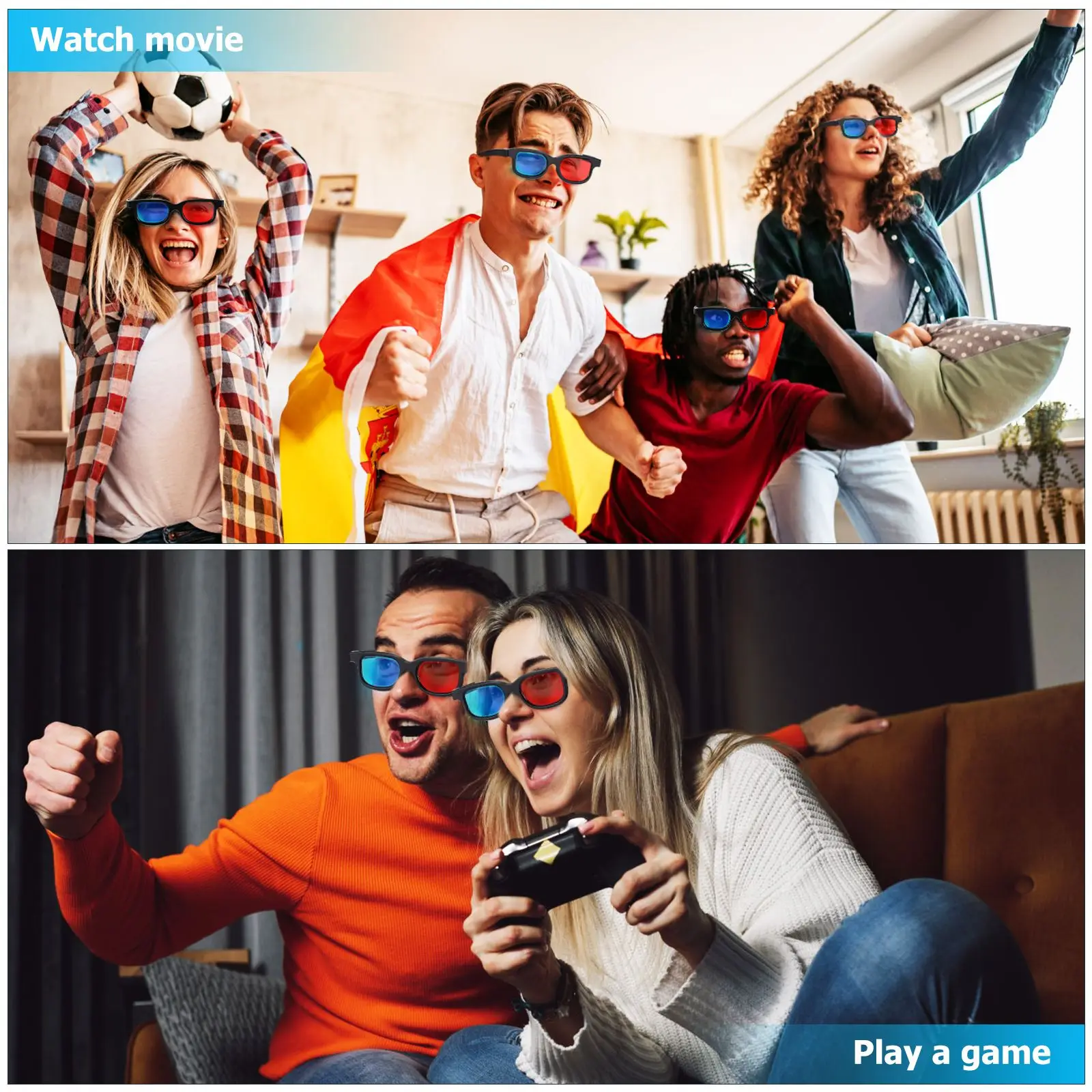 10 Pcs Realistic Viewing Experience Clear Lens 3D Glasses for Movie at Home 3D Glasses for Movie Theater