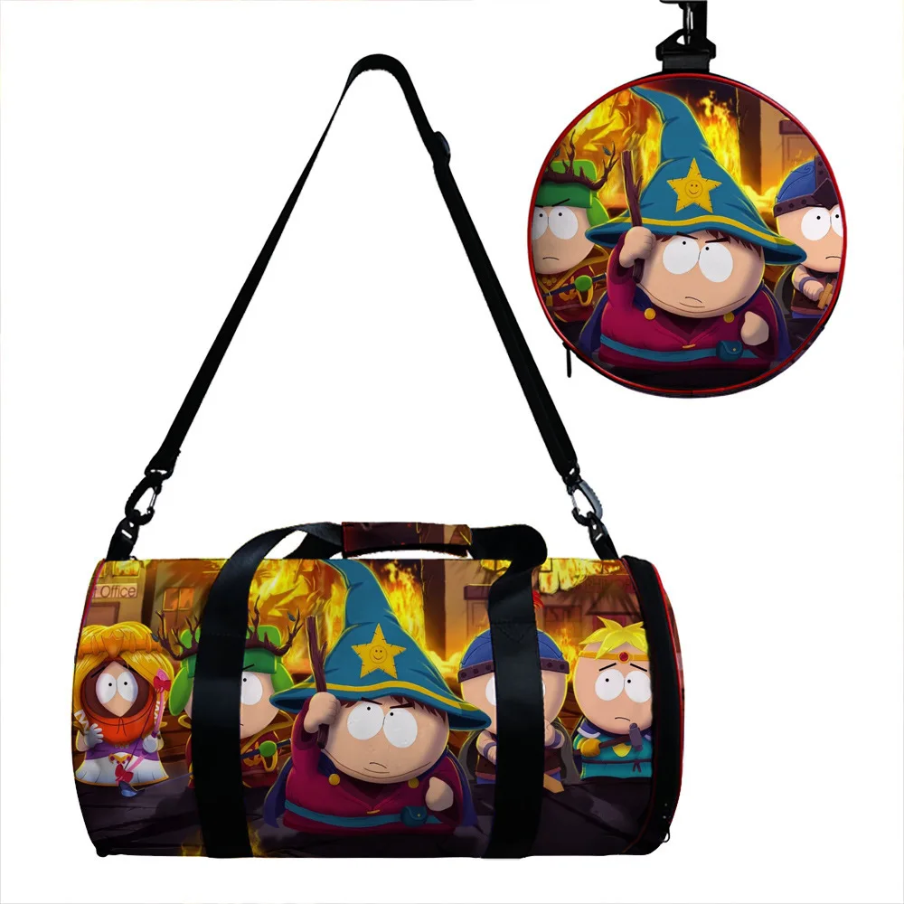 

Мультяшная Новинка, вместительные дорожные сумки с 3D принтом «South-Park», сумка через плечо в форме бочонка, спортивные сумки для улицы, сумка для спортзала и йоги