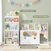 Toy Storage Organizer with Clothes Rail, Combination Type Kids Bookshelf and Bookcase  Box with Wheels, Toddler Bookshelf 5